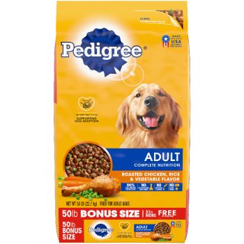 Pedigree Adult Complete Nutrition Roasted Chicken, Rice & Vegetable Flavor Dog Food, 50 lb.
