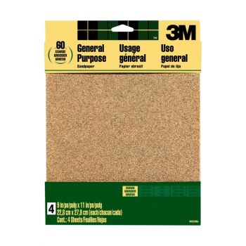 3M™ Aluminum Oxide Coarse Grit Sandpaper, 9” x 11”