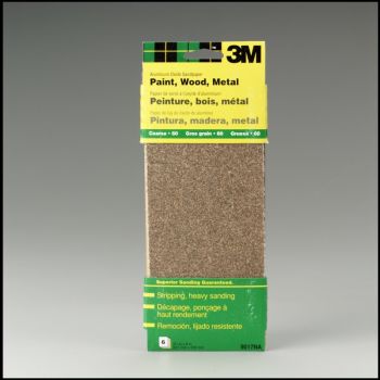 3M™ Aluminum Oxide Coarse Grit Sandpaper, 6 Pk, 3-2/3” x 9”, 60 Grit