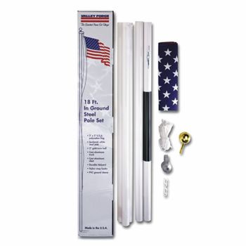 18' Steel Flag Pole Kit with 3'x5' Polycotton USA Flag