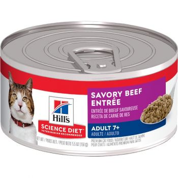 Hill's Science Diet Senior 7+ Canned Cat Food, Savory Beef Entrée, 5.5 oz