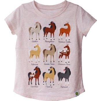 John Deere Toddler Girl's Horse Breeds T-Shirt, 3T