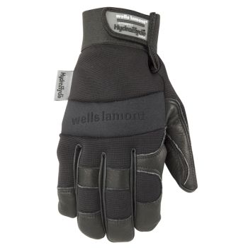 Men's Insulated Black Leather Palm Hybrid Winter Work Gloves, Large (Wells Lamont 3219LK)