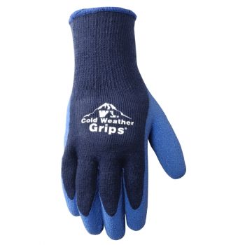 Men's Cold Weather Work Gloves, Heavyweight Knit Shell, Latex Coating, Navy Blue (Wells Lamont 571)